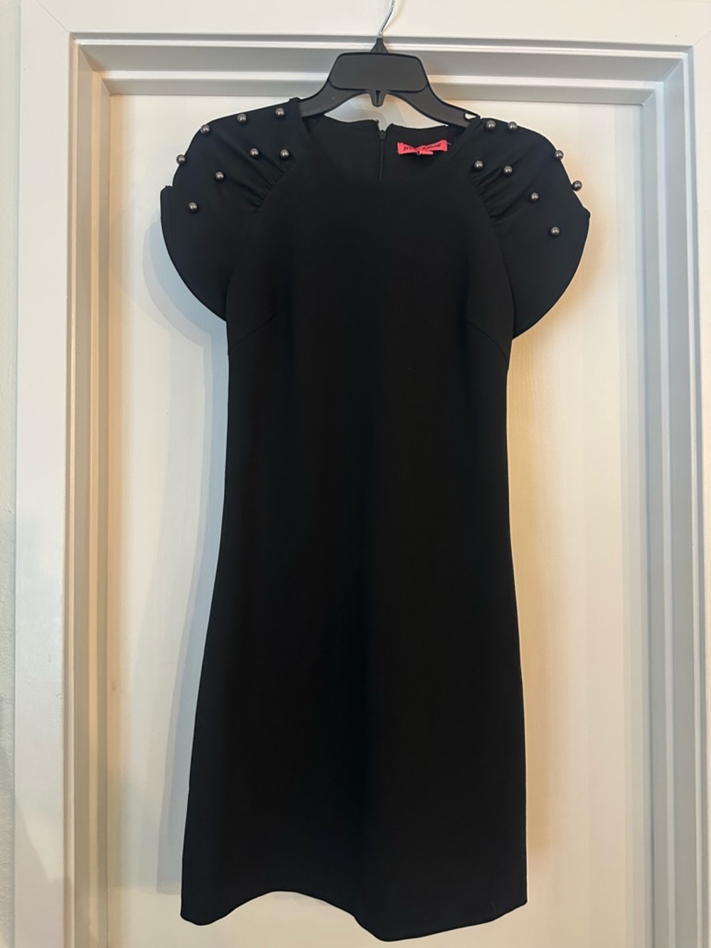 Betsey Johnson Black Dress with Pearl Accent Sleeves